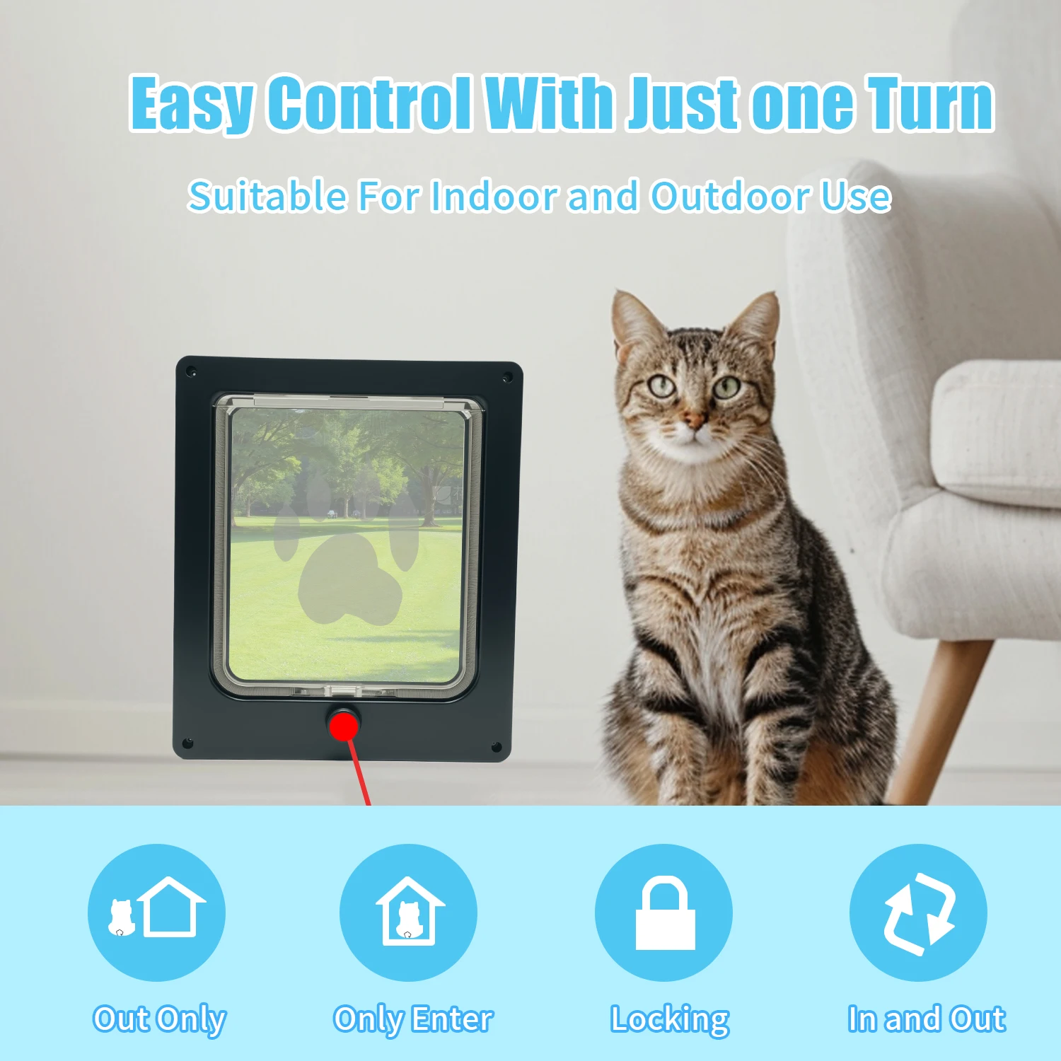 Cat Flap Door Weatherproof Smart Pet Supplies Sliding Glass Insert Interior Cat Door For Dog Kitten Medium Home Indoor Outdoor