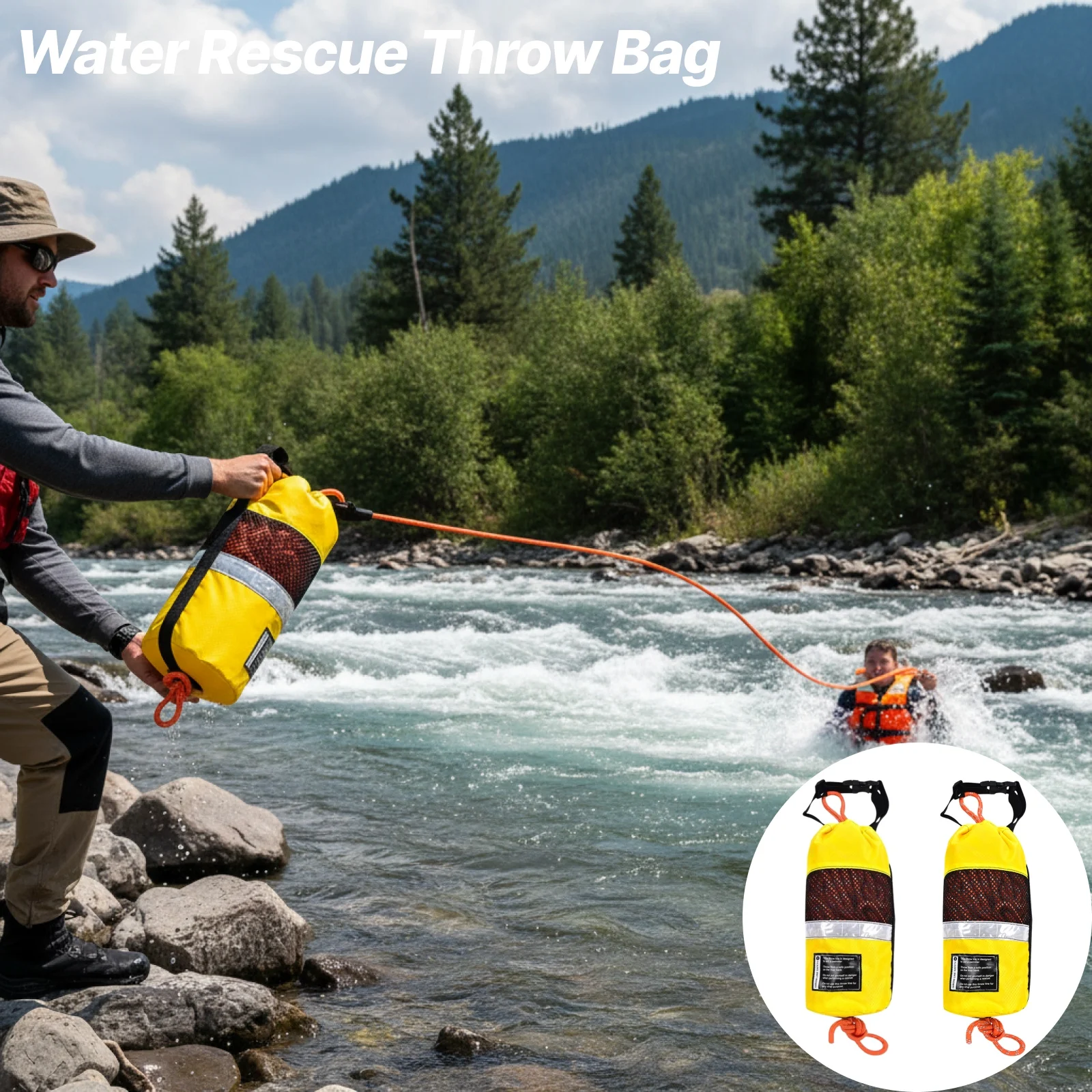 Fishing Kayak Crate - Sac de lancer pour sauvetage aquatique,