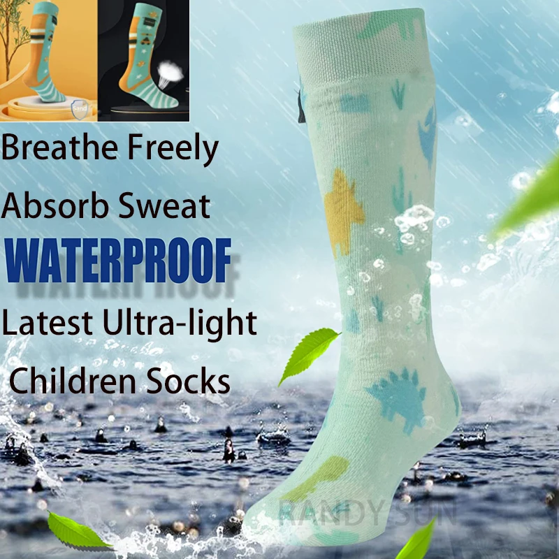 RANDY SUN Child Ultra Thin 100% Waterproof Children Socks RANDY SUN Baby Boys Girls Children Outdoor Sports  Soccer Sock Run