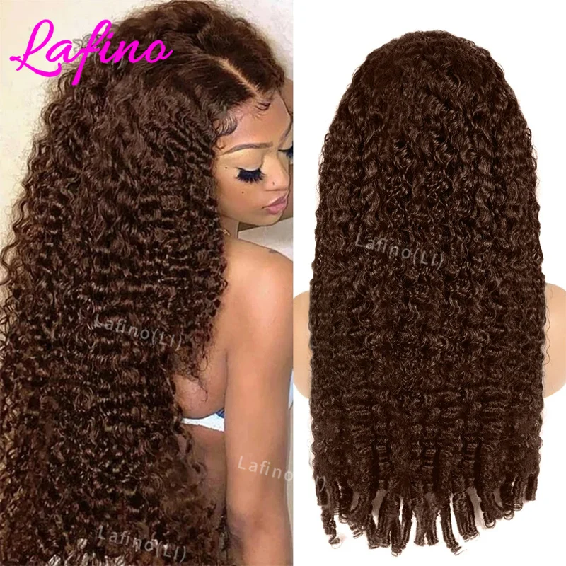 

30 Inch Chocolate Brown Ombre Burmese Curly Glueless Wigs Wear And Go 13X4 13x6 Hd Lace Frontal Water Wave Human Hair Wigs