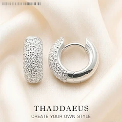 White Creole Hinged Hoop Earrings Pave Europe Glam Fine Jewerly For Women Gift In Solid 925 Sterling Silver