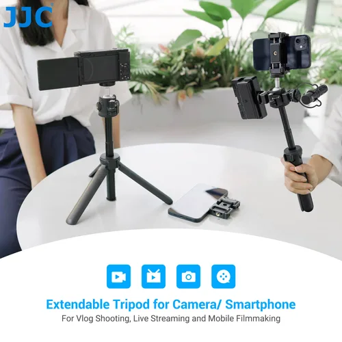 Imagen 2 del producto Trípode extensible para teléfono JJC, Mini trípode para Vlogging con Clip para teléfono para DJI Osmo Canon Sony ZV-1 II ZV1 ZV-1F ZV-E10 RX100 VII