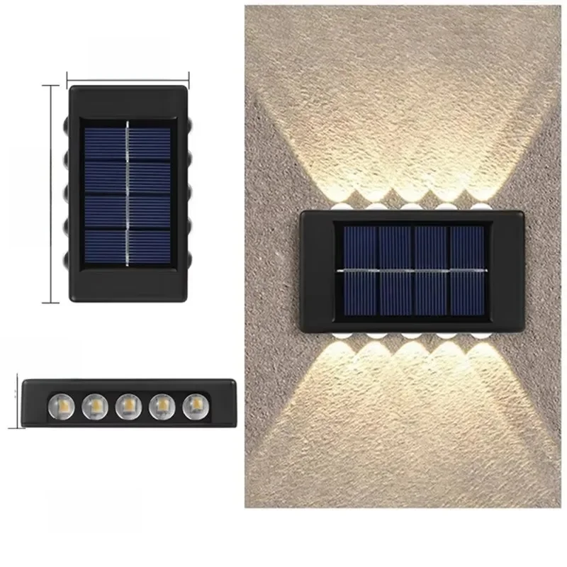 Buitenwandlamp op zonne-energie, 12 LED's, waterdicht tuinlicht, binnenplaatsbalustrade, decoratieve sfeerlamp, lichtgevende zonnelamp naar beneden - afbeelding 2