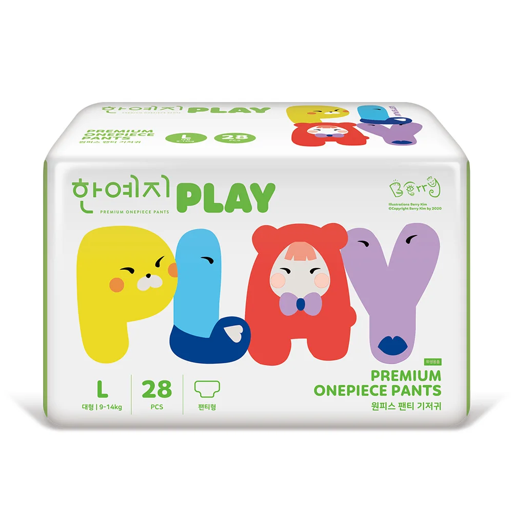 Han Yaji Play Diapers Large 28 Pieces 4 Pack 1 Box (Total 112 Pieces)