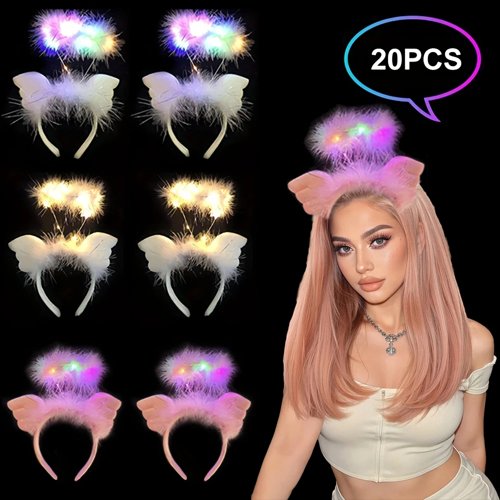 

20 angel wing glowing party headpieces, suitable for parties, concerts, holiday dance performances, DJ bars, weddings, Valentine