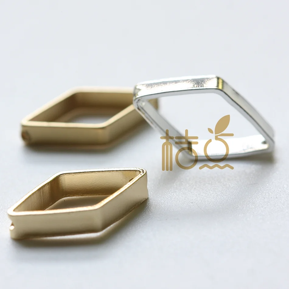 DIY Supply-Premium Plated Solid Brass Finding Rhombus Spacer - Bead Frame 14.5x8mm (1892C)
