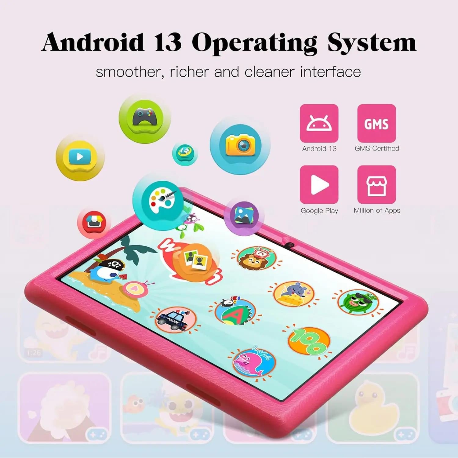 KT1008 10.1 Inch Children Tablet Android 11 6GB RAM 64GB ROM 1TB Expand WiFi 6 HD Display With Eyes Protection For Kid's Gift