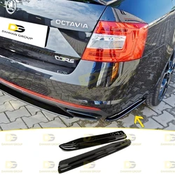 Skoda Octavia MK3 2012 - 2020 vRS Rear Bumper Corner Flap Extension Side Splitters Set Left and Right Piano Gloss Black Plastic