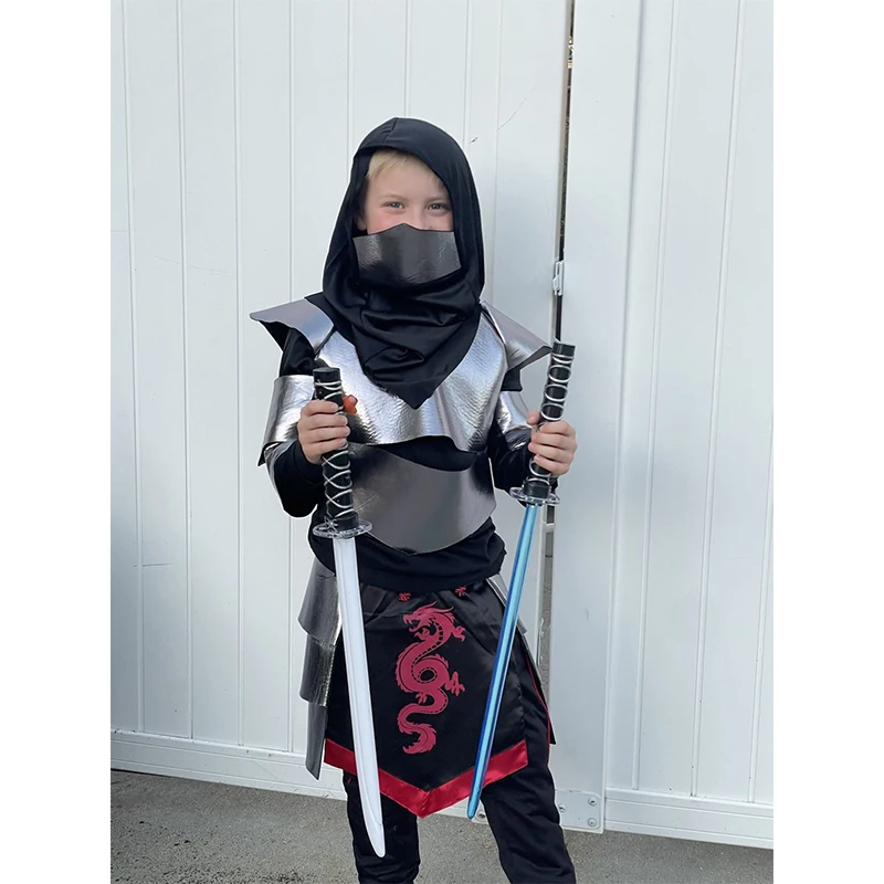 Costume de Cosplay Dragon Ninja Argenté pour Enfant, Déguisement d'Halloween pour Garçon, Nouvelle Collection 2023