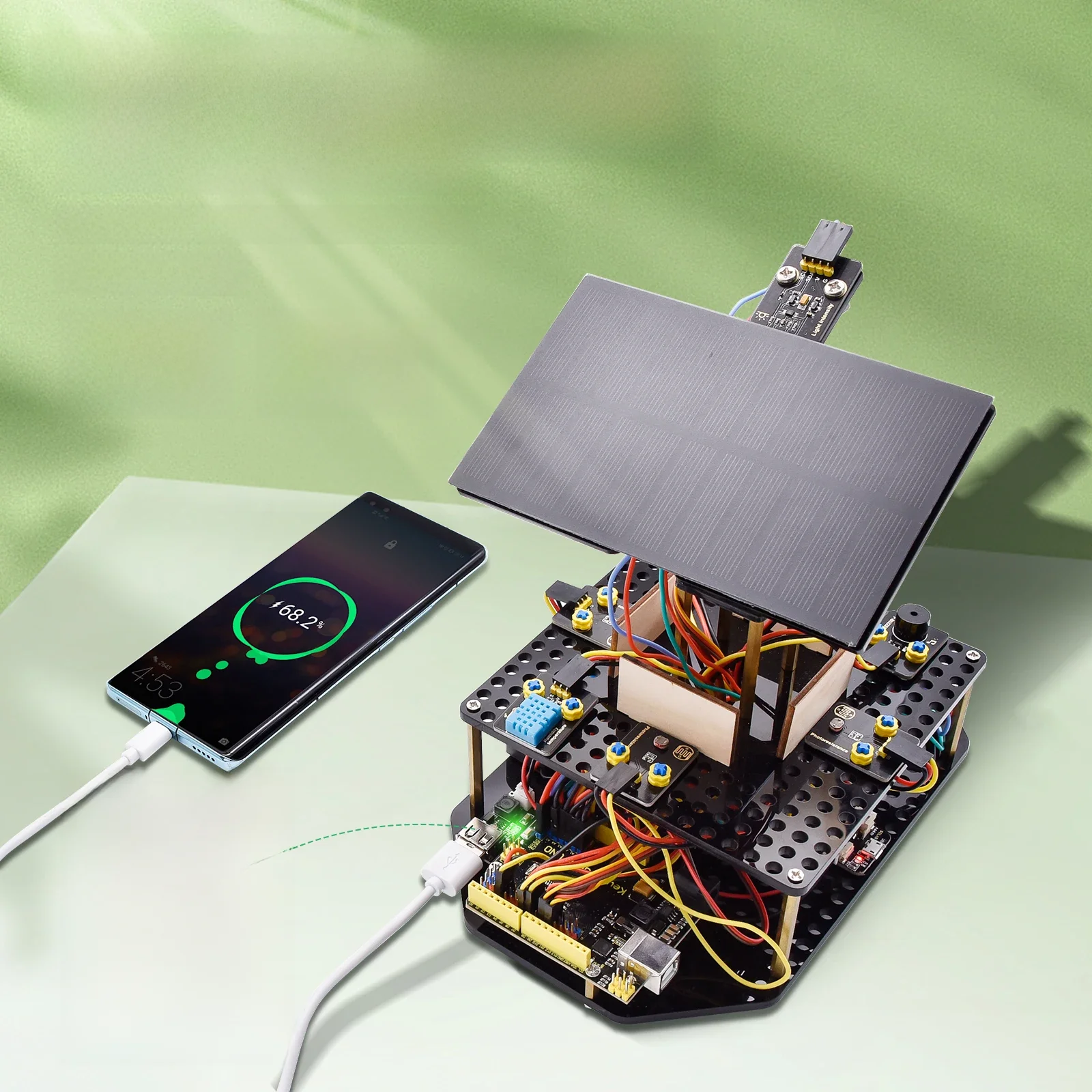 Keyestudio Akrylowy Inteligentny System Śledzenia Słońca - Zestaw Startowy do Arduino, Zestaw Programistyczny STEM, Zrób To Sam, Ładowanie Telefonów Komórkowych — zdjęcie produktu 7