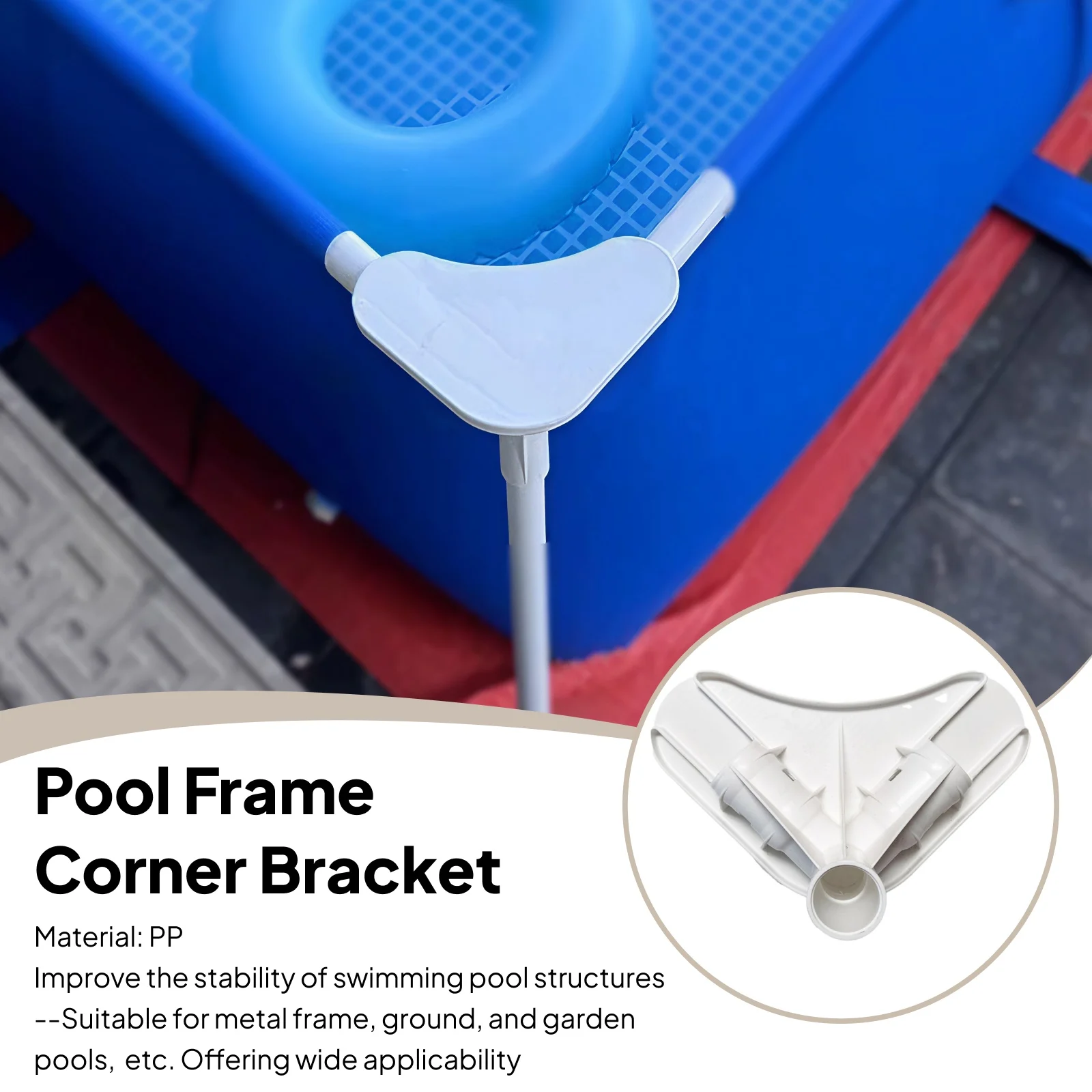 

Pool Frame Corner Support Sturdy Compact Corner Joint for Metal Frame Pools Adapter for Framed Above Ground Swimming Pool