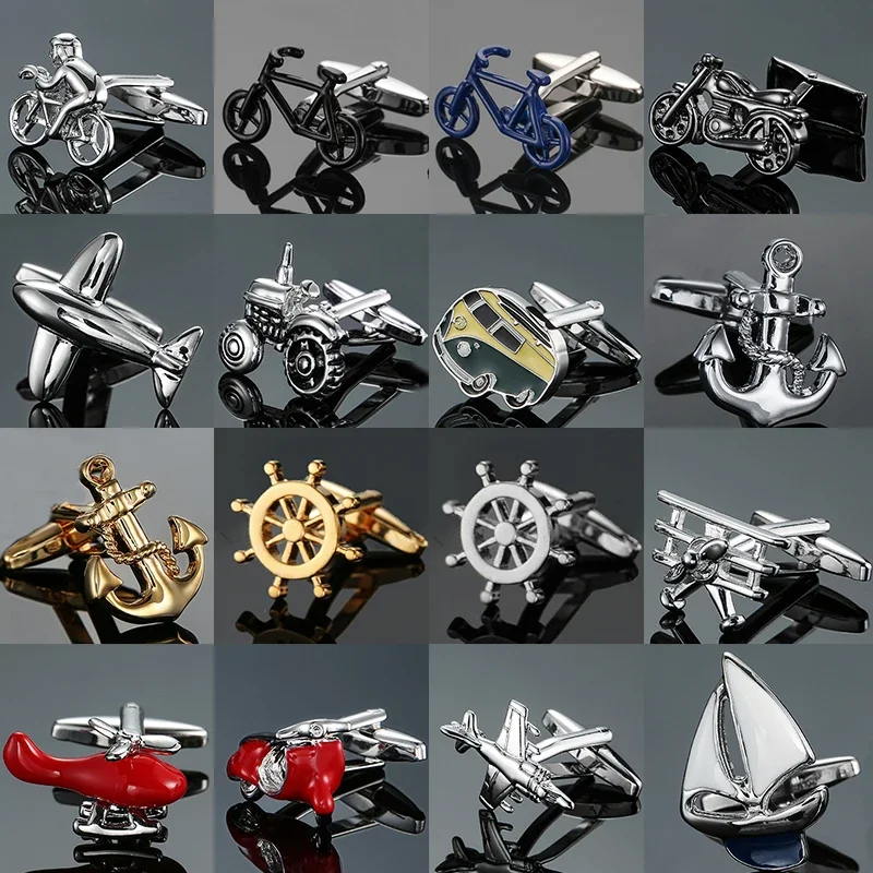 AliExpress XKZM auspicious High quality bus bicycle motorcycle boat anchor airplane cufflinks men's wedding French shirt cuffs,