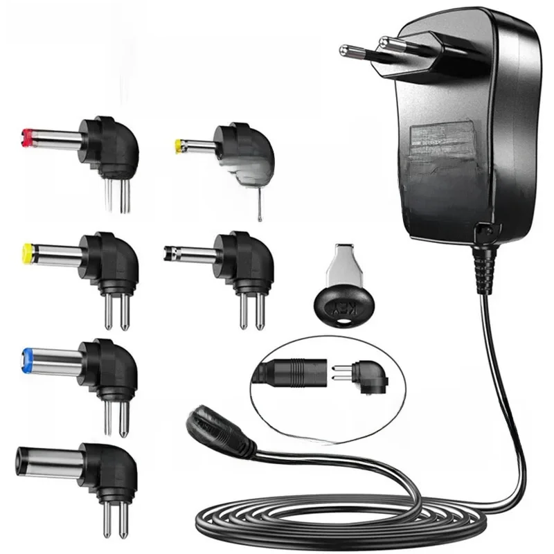 Adaptateur universel AC 100-240V DC 3V 4.5V 5V 6V 7.5V 9V 12V 30W, alimentation multifonction réglable pour caméra à bande lumineuse LED