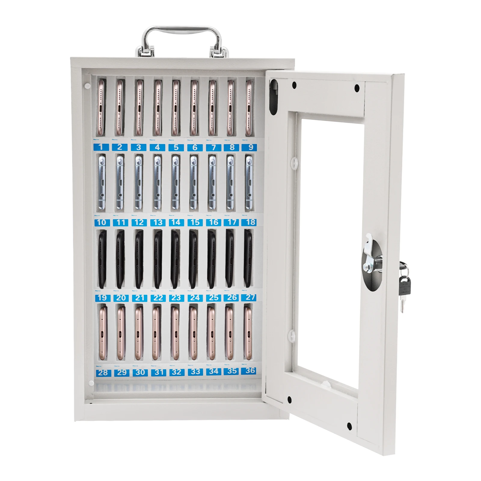 36 Slots Cold-rolled Steel Cell Phones Storage Cabinet Storage Cabine Trust-proof, Corrosion-proof For Conference Rooms,  School