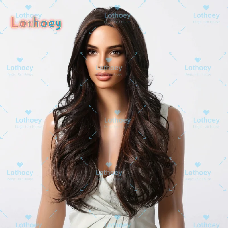 Ombre Deep Brown to Dark каштановая вьющаяся волна, для надежной посадки, без челки, средняя часть, элегантный стиль отпуска, шиньон для женщин Hi