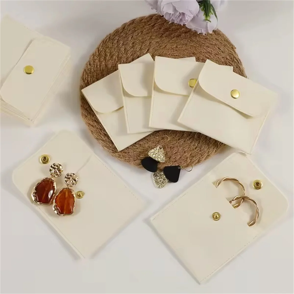 

20 овечьих шитьев, готовая к отправке персиковая сумка для ювелирных изделий из ультратонкого волокна 8*8 см, роскошная сумка для ювелирных изделий для упаковки сережек и ожерелий