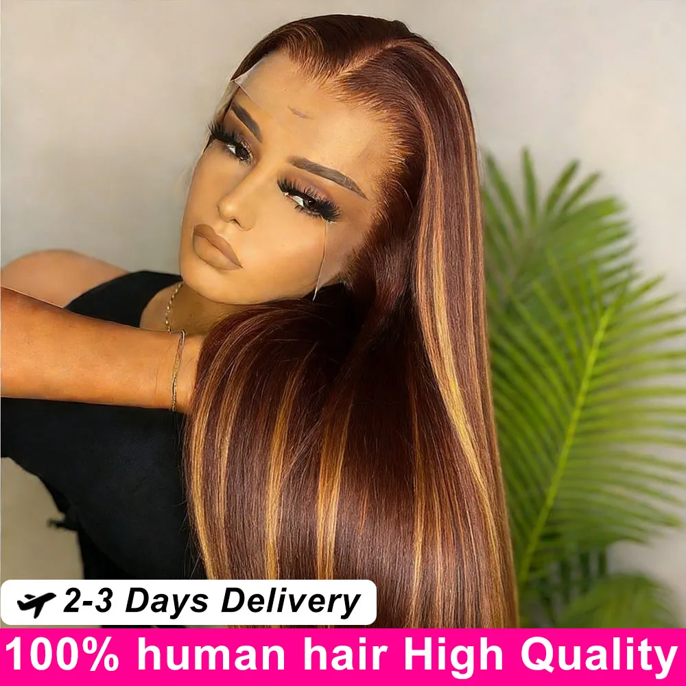 

200% 40Inch 13x6 Highlight Straight Wigs Human Hair 13X6 Straight Highlight 13x6 Lace Frontal Wigs Human Hair For Women