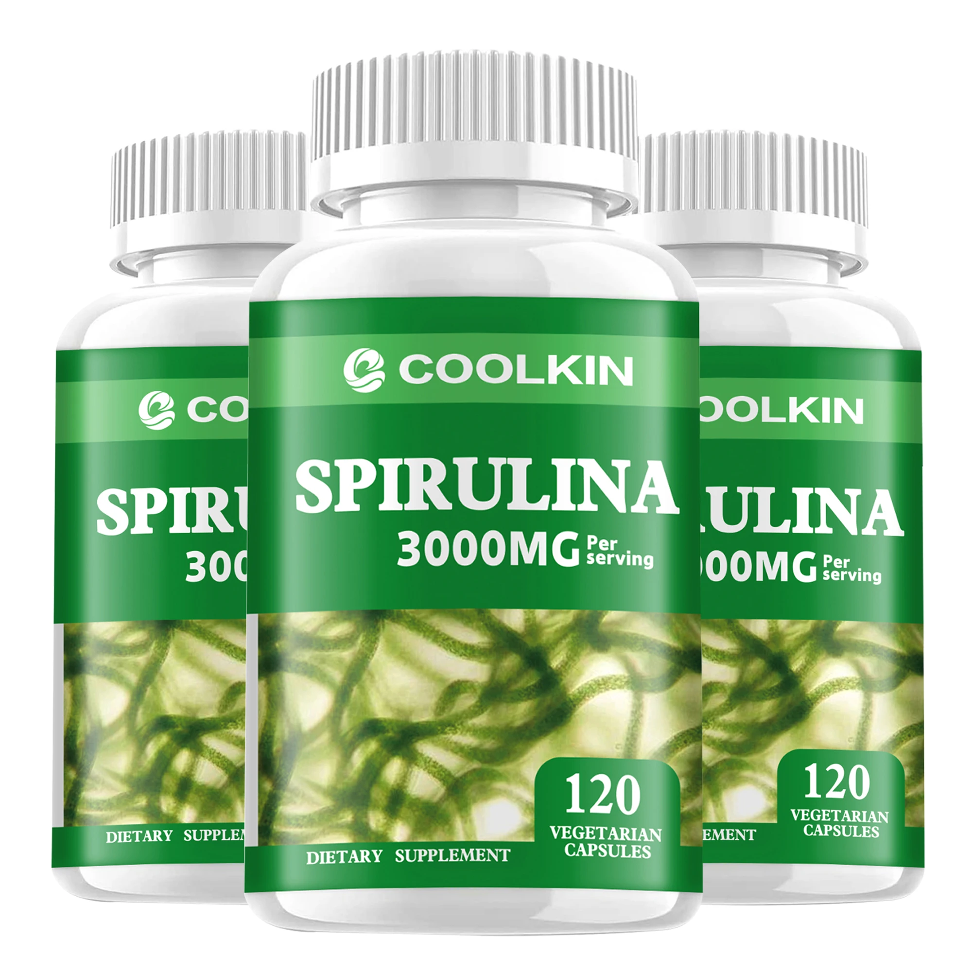 Spirulina - Energy Boost, Supports Immune Health and Cardiovascular Function, Promotes Detoxification - 120 Capsules