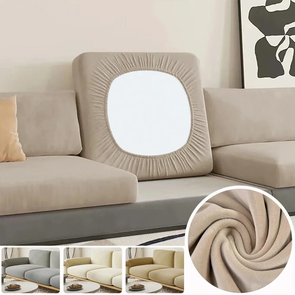 Superzachte fluwelen bankzitkussenhoes voor woonkamer Dikke pluche bankhoezen Stretch L-vorm hoekfauteuil bank hoes - afbeelding 2