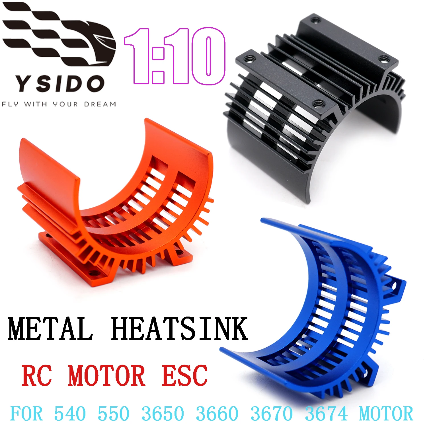 YSIDO 36 مللي متر محرك معدني المبرد غطاء التبريد ل 3010 مروحة التبريد 1:10 محوري Traxxas 540 550 3650 3660 3670 3674 لعبة جزء المحرك