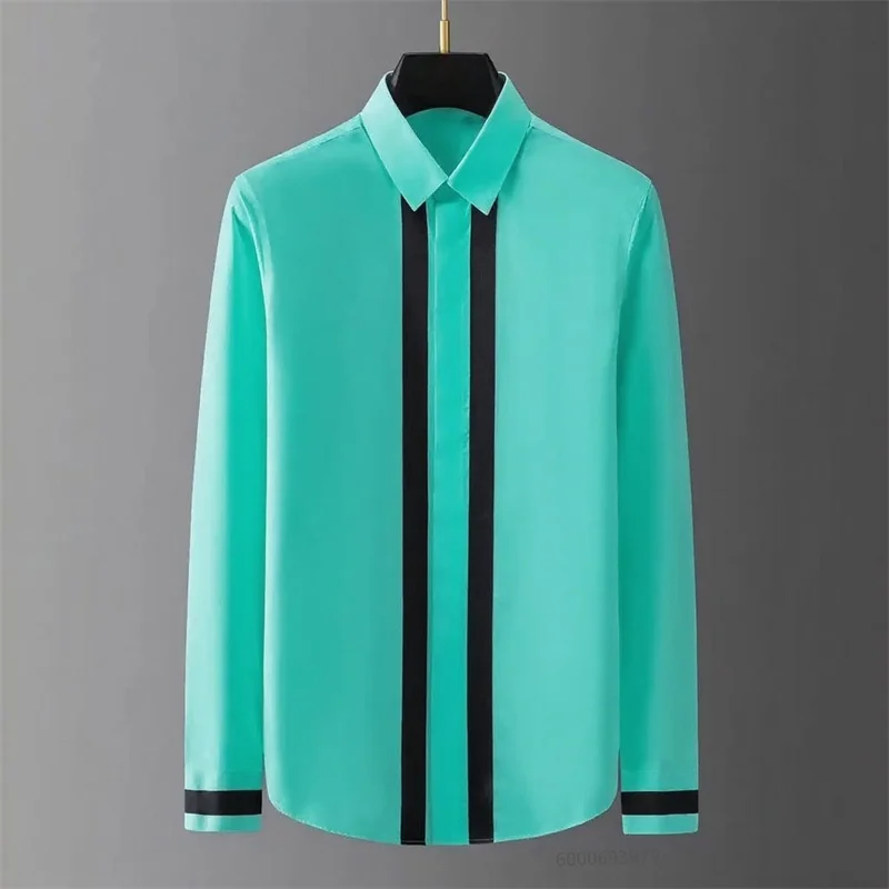 2025 Men's Shirt Geometric Shoulder Strap Splicing Shirt Business Casual Long Sleeve Formal Shirt Social Gathering Wear Vest