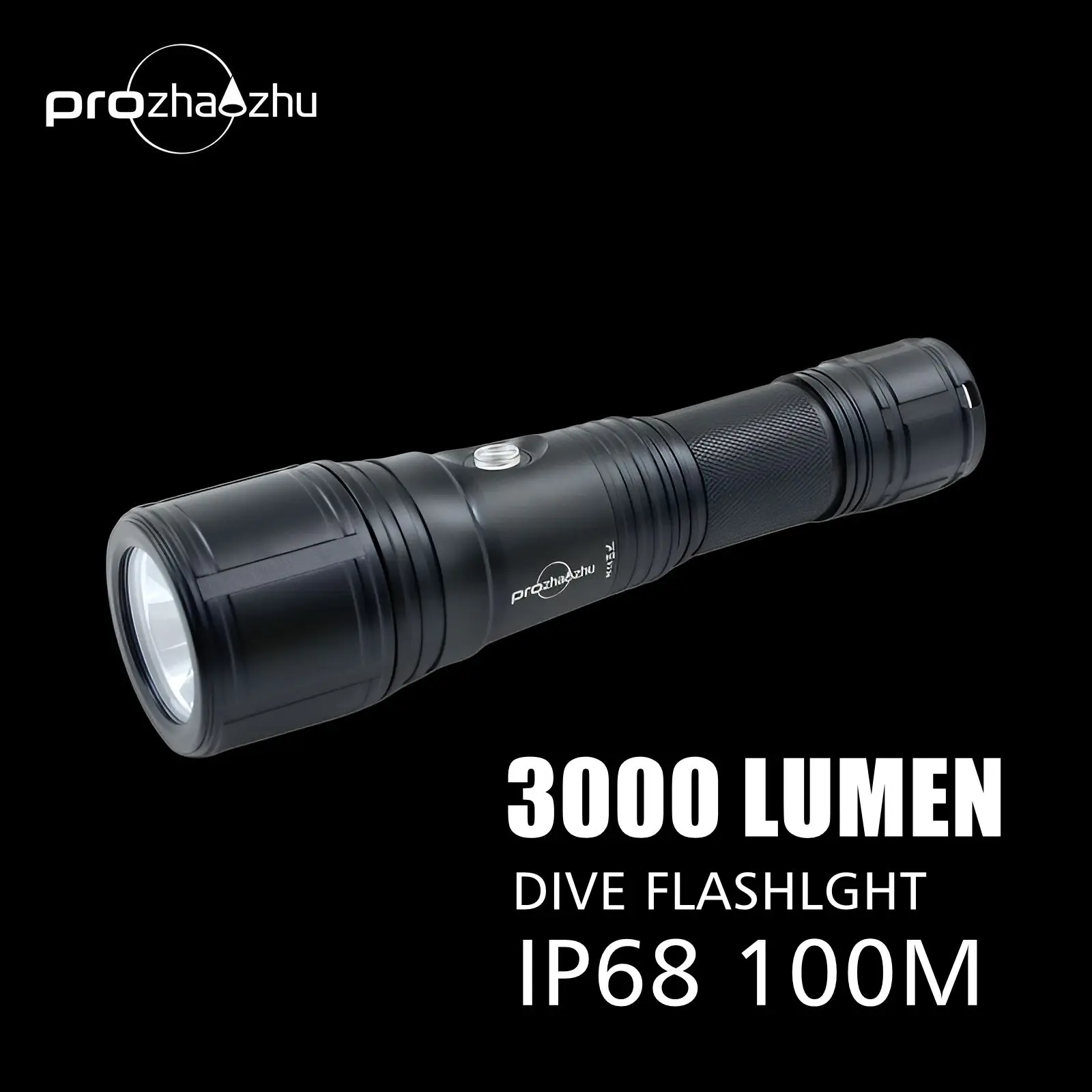 Professional 3000 Lumen IP68 100M Focus Zoom 26650 Multifunction H-L-SOS Rechargeable Diving Flashlight