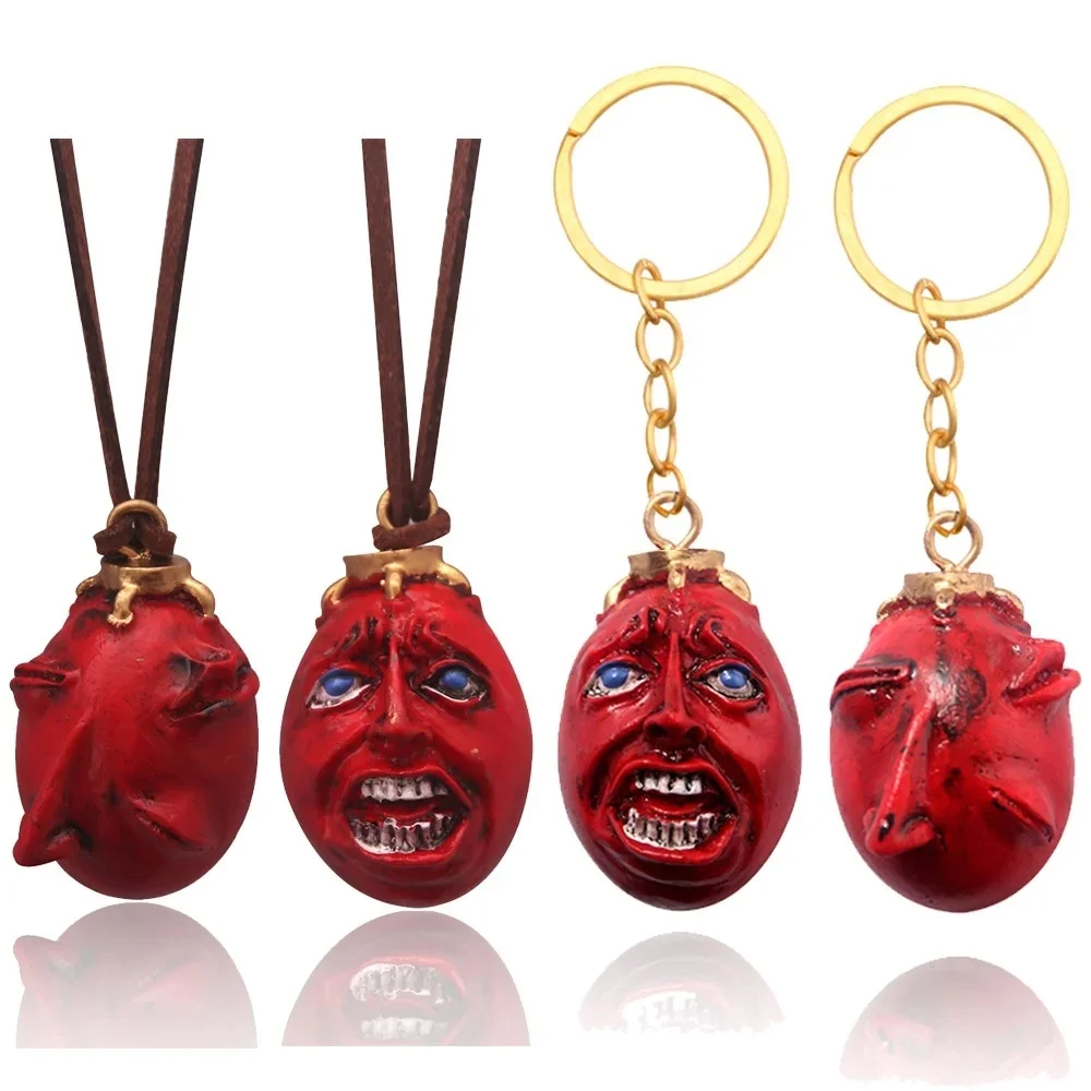Modische Anime-Halskette mit Rotem Elliptischen Dreidimensionalem Anhänger, Ei des Königs Cosplay Bogenförmiger Harz-Anhänger, Accessoires Geschenk
