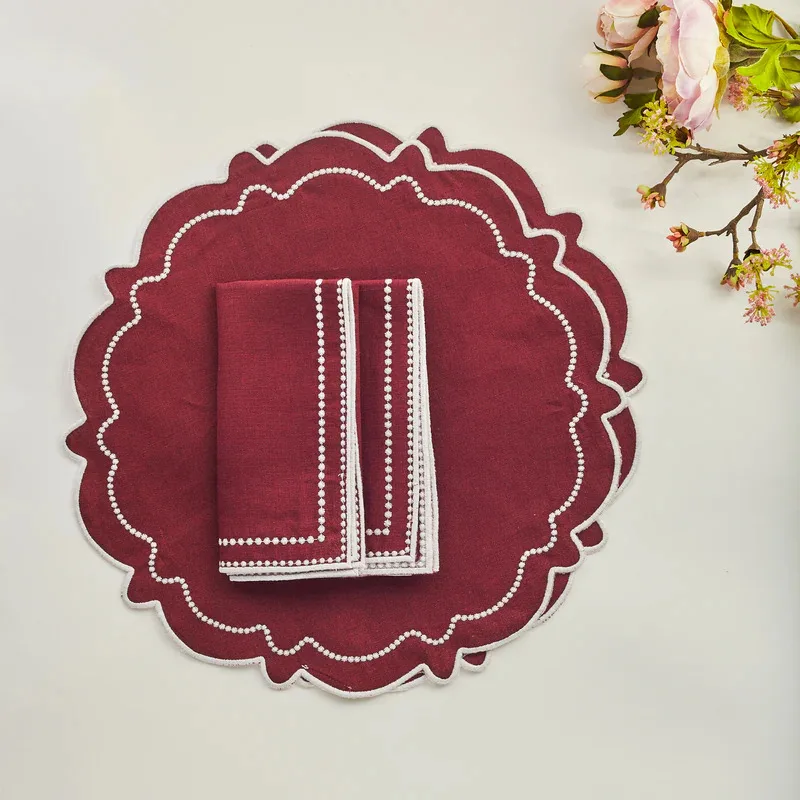 BURGUNDY PLACEMAT & NAPKIN - SET OF 8