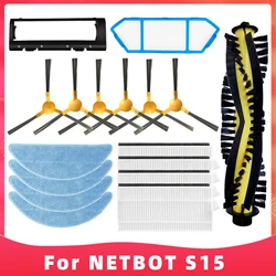 For CREATE NETBOT S15 Robot Vacuum Cleaner Replacement Parts Spare Parts Accessories Main Brush Side Brush Hepa Filter Mop Rag