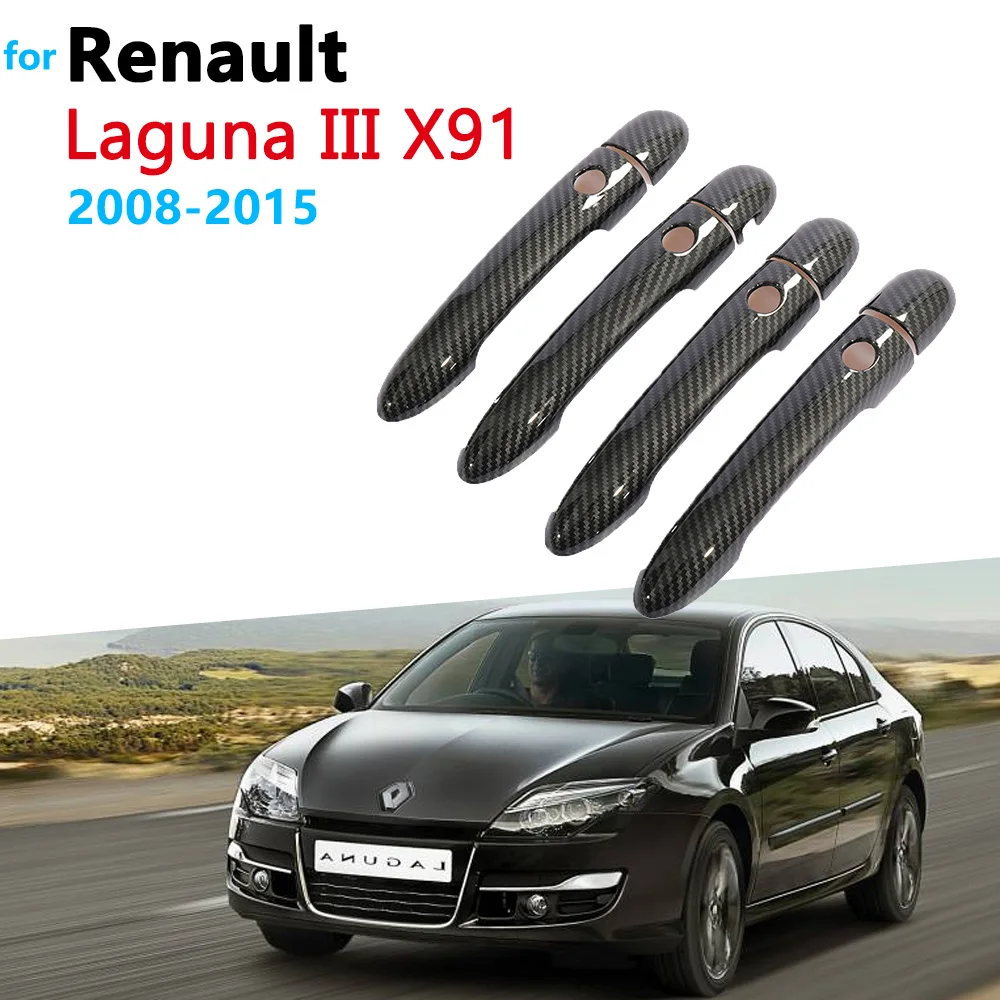 

Carbon Fiber Sturdy Door Handle Cover for Renault Laguna III X91 MK3 2008~2015 2010 Car Exterior Decorate Accessories Stickers