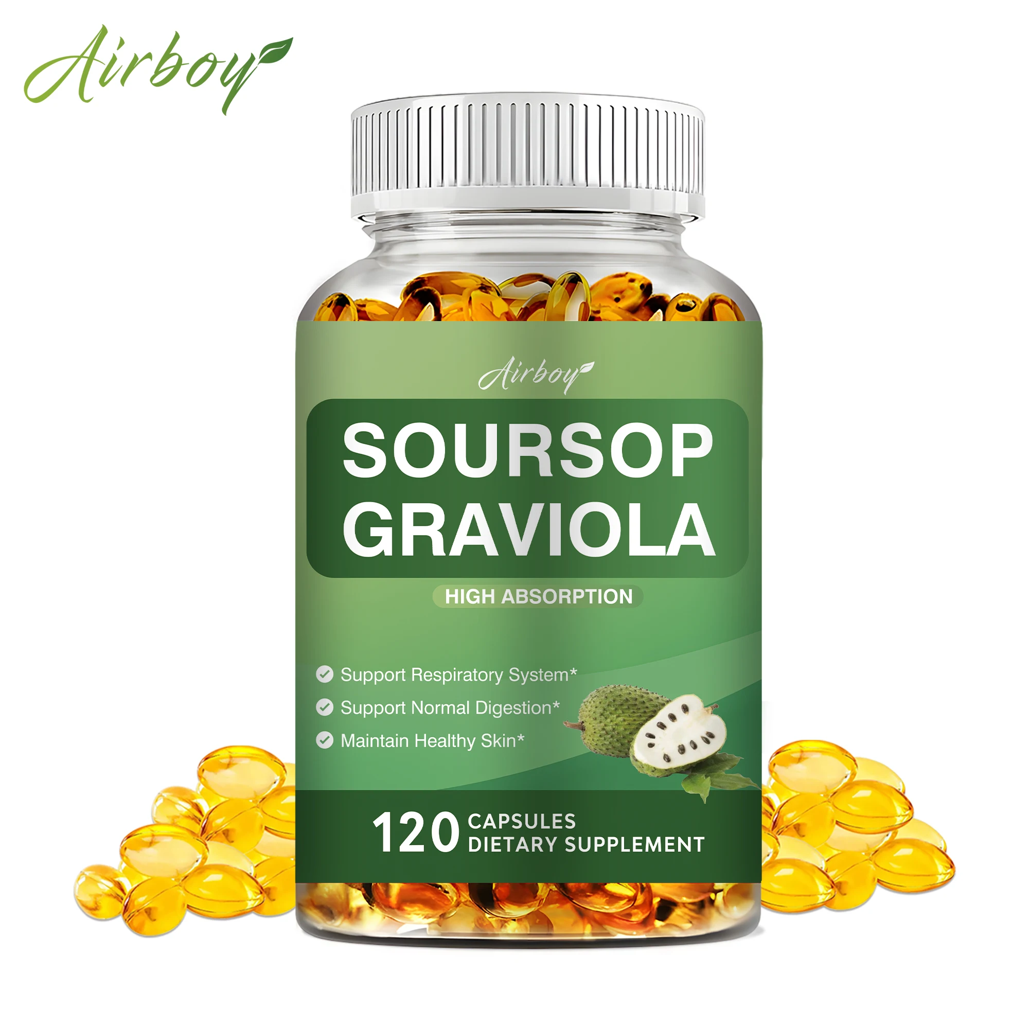 Soursop Graviola - Powerful Antioxidant, Promote Digestion & Cellular Health, Strengthen Immunity - 120 Capsules