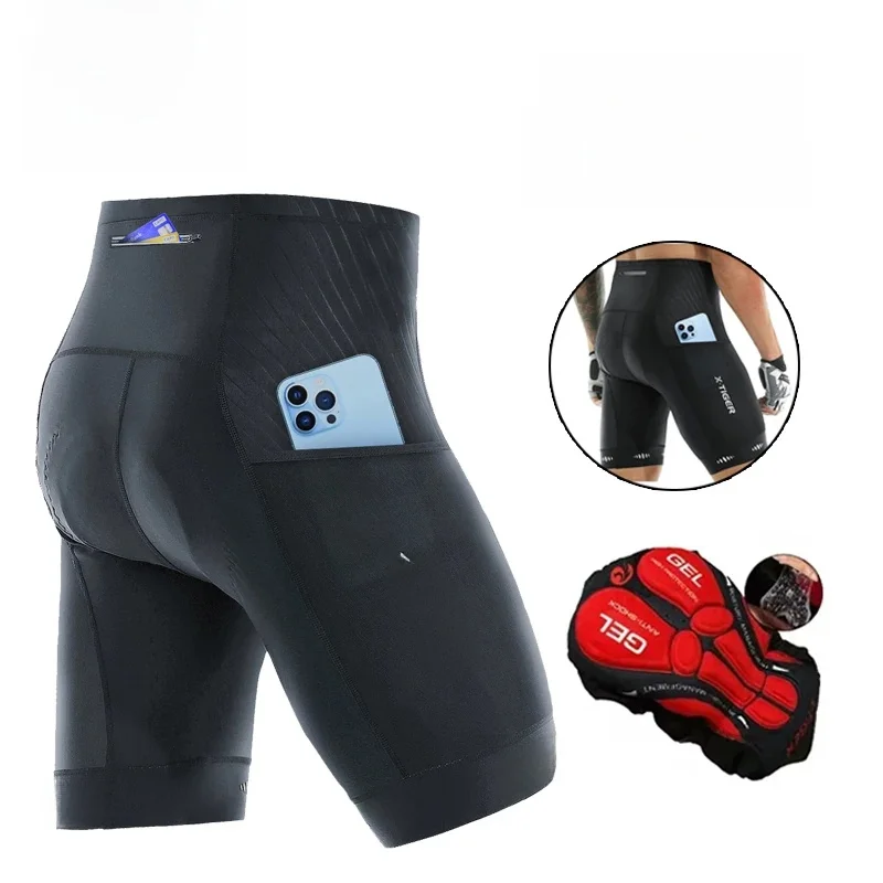 AliExpress X-TIGER Men's Cycling Shorts Three Pockets 5D Gel Pad Bike Shorts Reflective MTB Mountain Road Cycling Tights