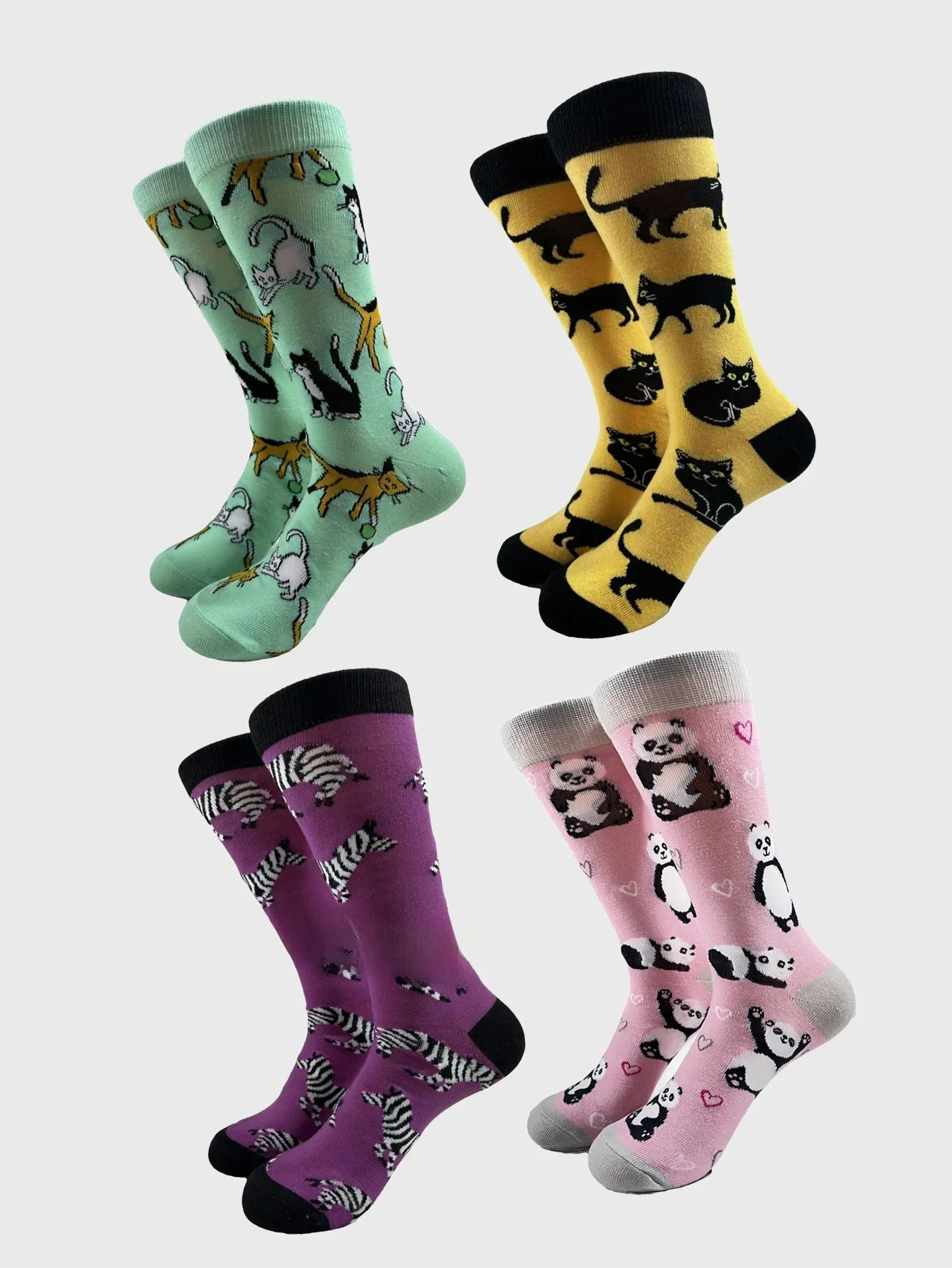 Nouveau Hiphop hommes chaussettes Harejuku heureux drôle imprimé Animal nouveauté personnalité mi chaussettes chat zèbre Panda imprimer Skateboard chaussettes