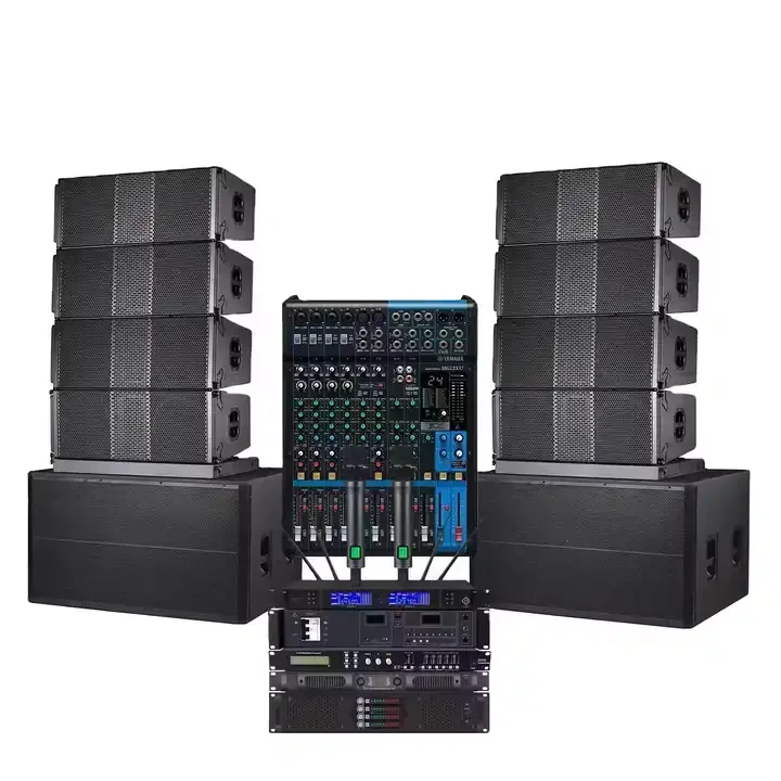 Dual 18 Zoll Subwoofer Line Array Pro Sound Lautsprechers ystem mit Leistungs verstärker Komplett set für profession elle Bühnen musik