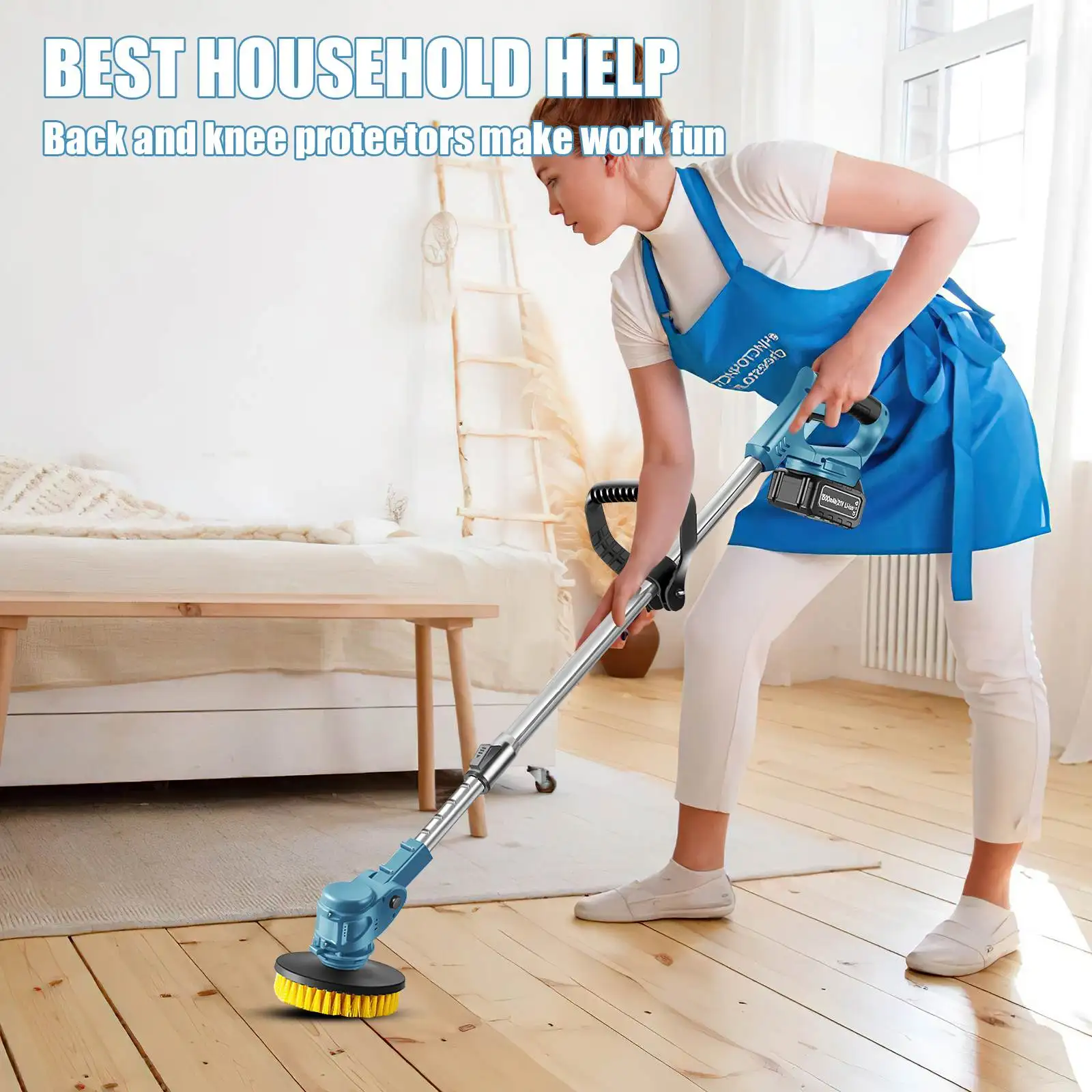 Spazzola elettrica multifunzione 21V per la pulizia di pavimenti e superfici in ceramica, macchina per la pulizia senza fili, spazzola regolabile per la pulizia di cucine, bagni e toilette, ideale per