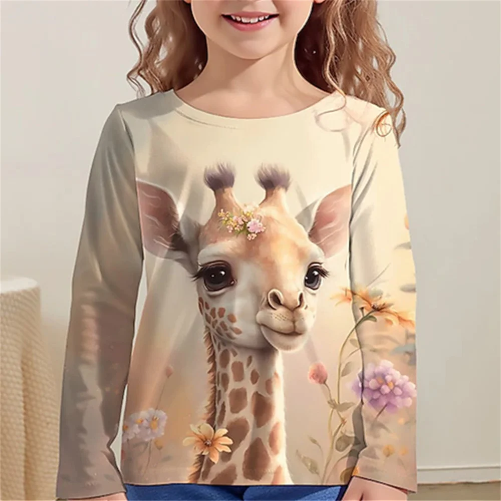 

2024 Kids Clothes Cat Graphic T Shirts Fashion Baby T-Shirt Casual Kids Girl Tops Girls Clothes 2 to 8 Years Children's Clothing