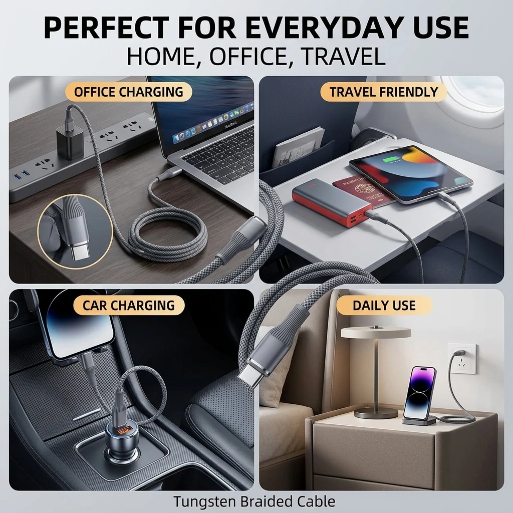USB A to USB C Cable 100W Super Fast Charging Braided Charger Wire for Samsung Galaxy Xiaomi Redmi Huawei