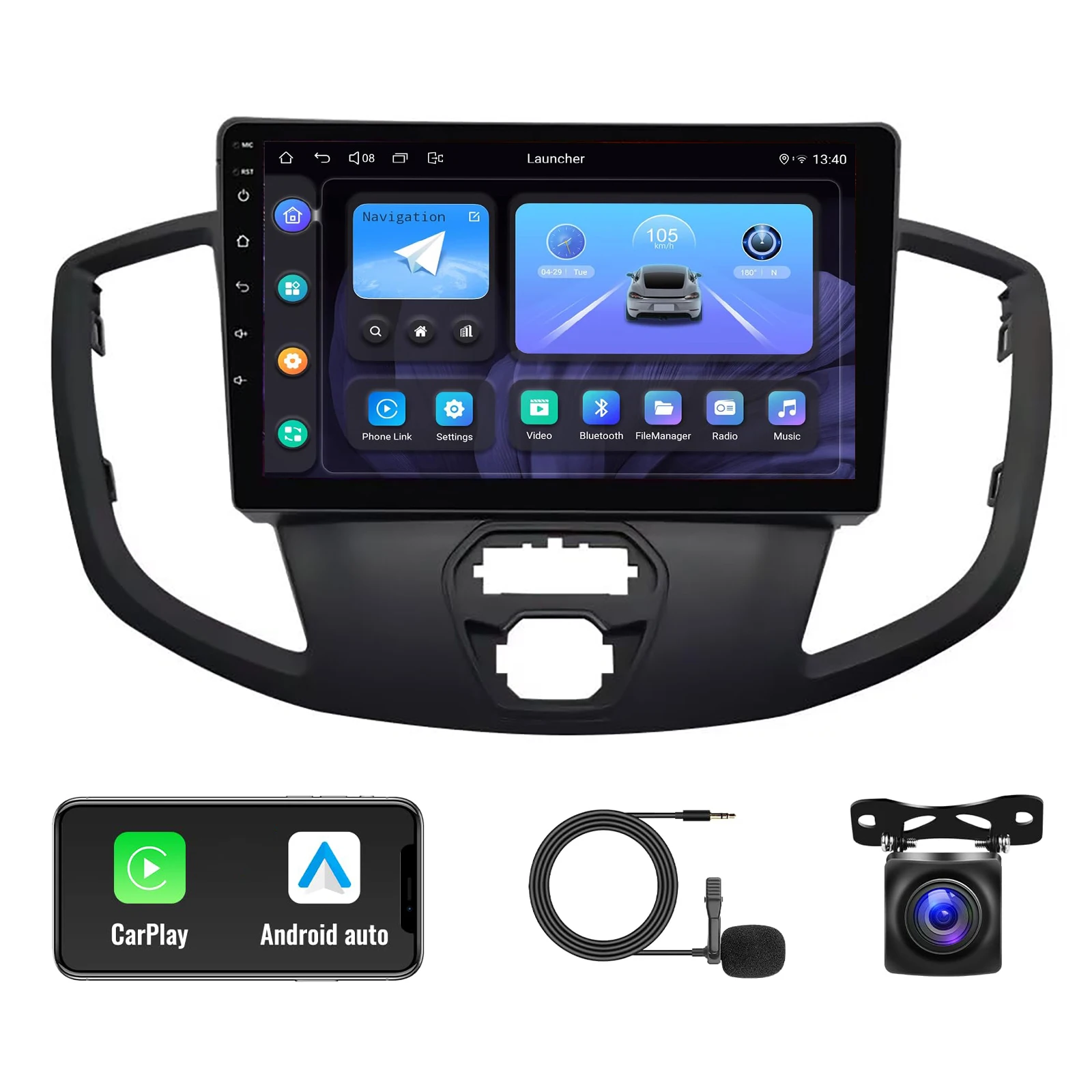 

Android Radio for 【Ford Transit 2015 2016 2017 2018】 with Wireless Carplay/Android Auto, Car Radio Stereo 9 Inch Touch Screen for Transit with WiFi GPS Navigation/Bluetooth/Backup Camera 2+64G/4+64G