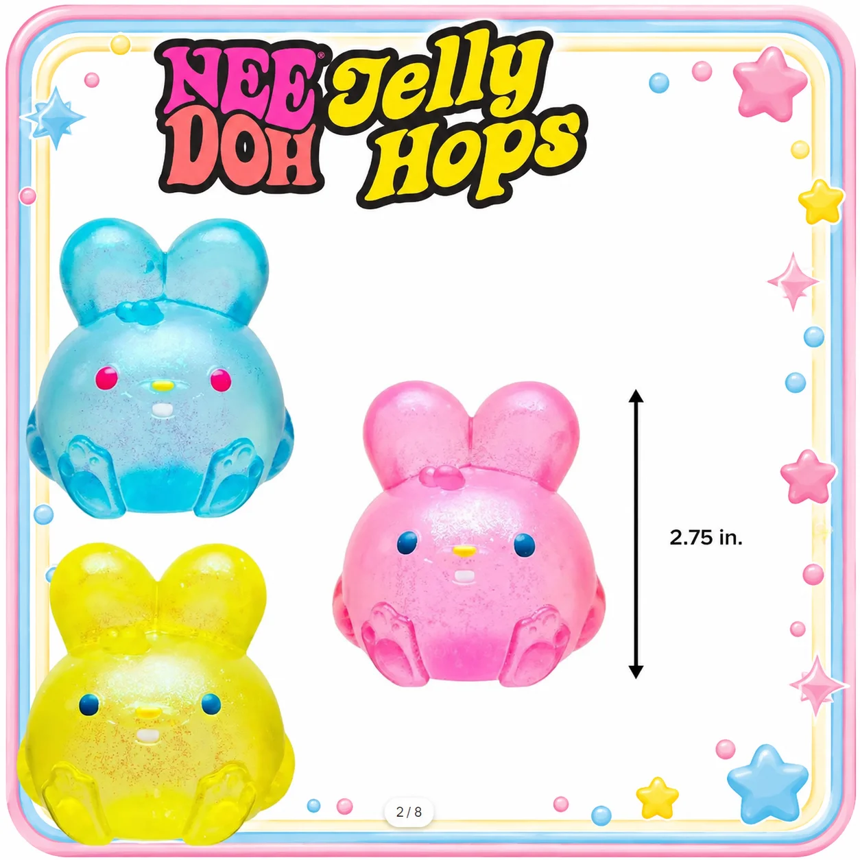 NeeDoh Jelly Hops Coelho Squishy Anti-Estresse Bola Gel Macia Anti-Ansiedade Fidget Sensorial, Brinquedo de Apertar para Present