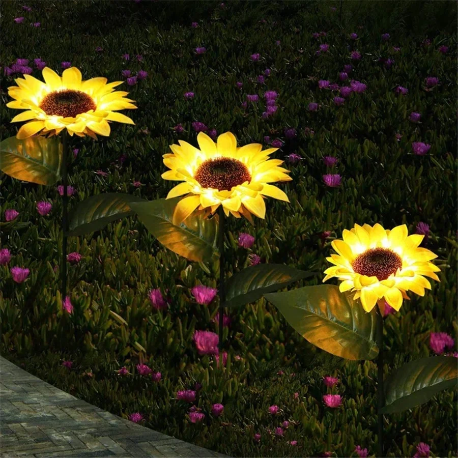 Lampes solaires extérieures étanches à 20LED, lampes de pelouse de jardin, porche, fête de mariage, décor de Noël, tournesol