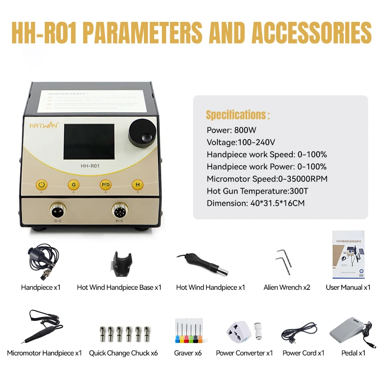 KATWAY 3 in 1 Functional Jewelry Engraving Machine R-graver, Professional Designer Tool for Handmade Crafts Making HH-R01