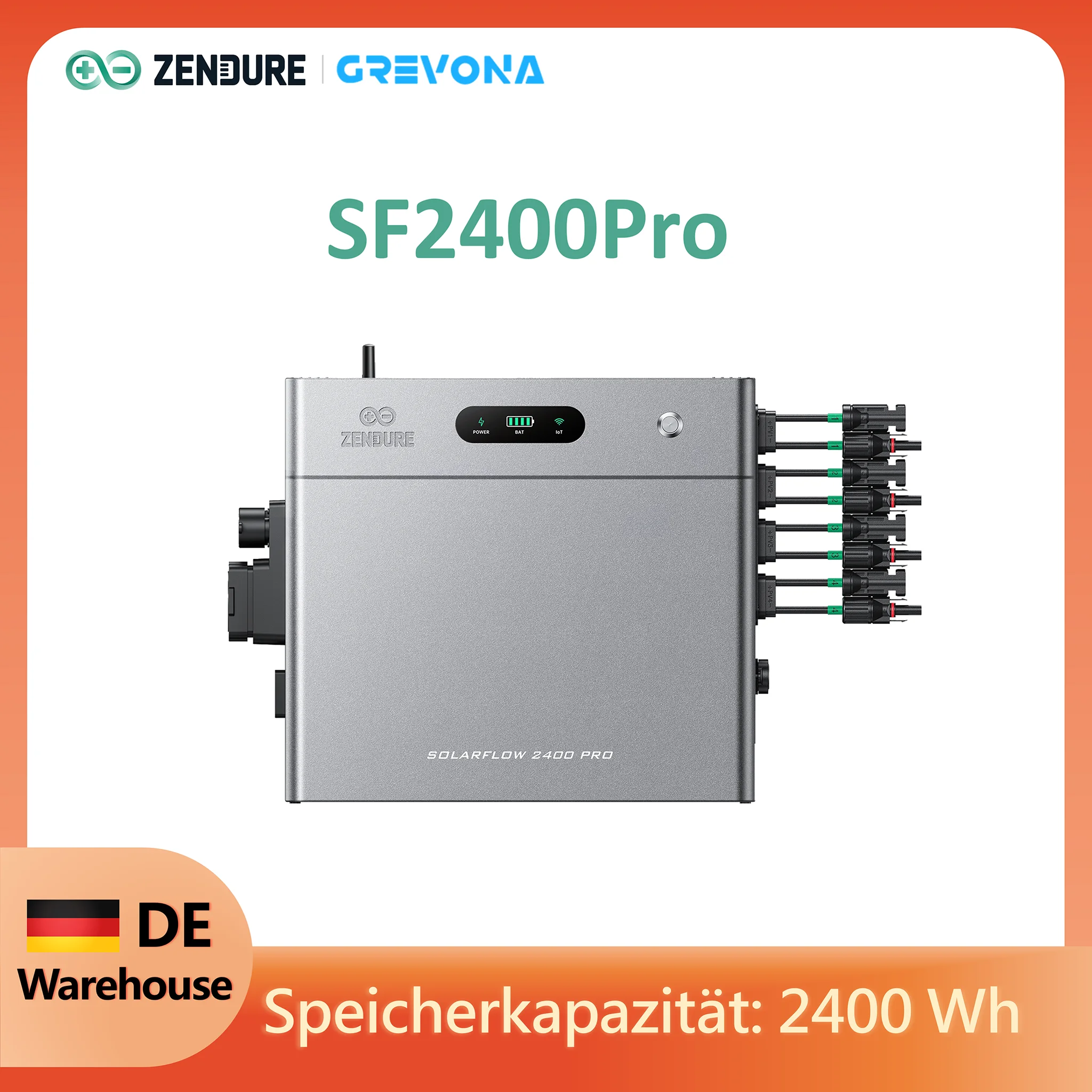 Zendure SolarFlow 2400 Pro Balkon‑Speicher 2400W Bidirektionaler AC‑Speicher für Balkonkraftwerk Erweiterbar