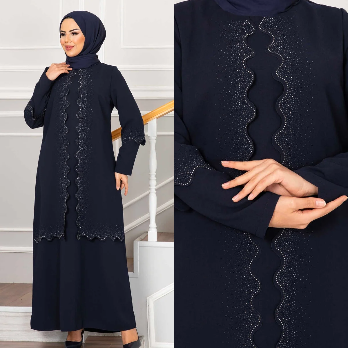 Abaya-Robe longue pour femmes musulmanes, ensembles de mode hijab, tunique islamique, dubaï 2023 Robe Longue Femmes Musulmane Turque à la taille pour femmes, ensembles musulmans robe turc hijab turc, tunique islamique