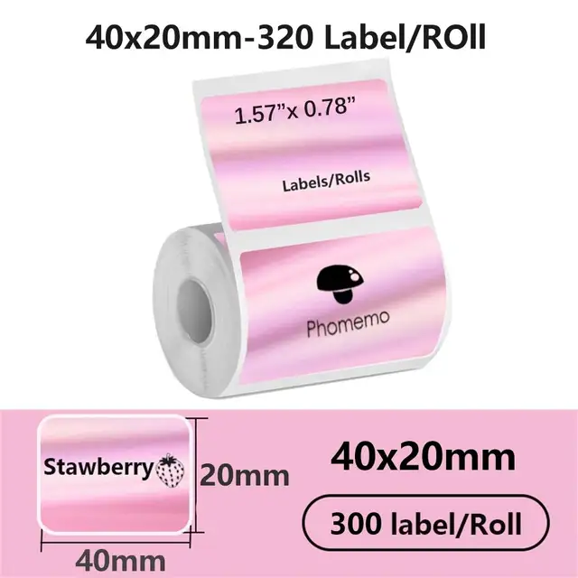 1Roll 40x20MM Compatible Phomemo M110 M220 M200 Self-Adhesive Color