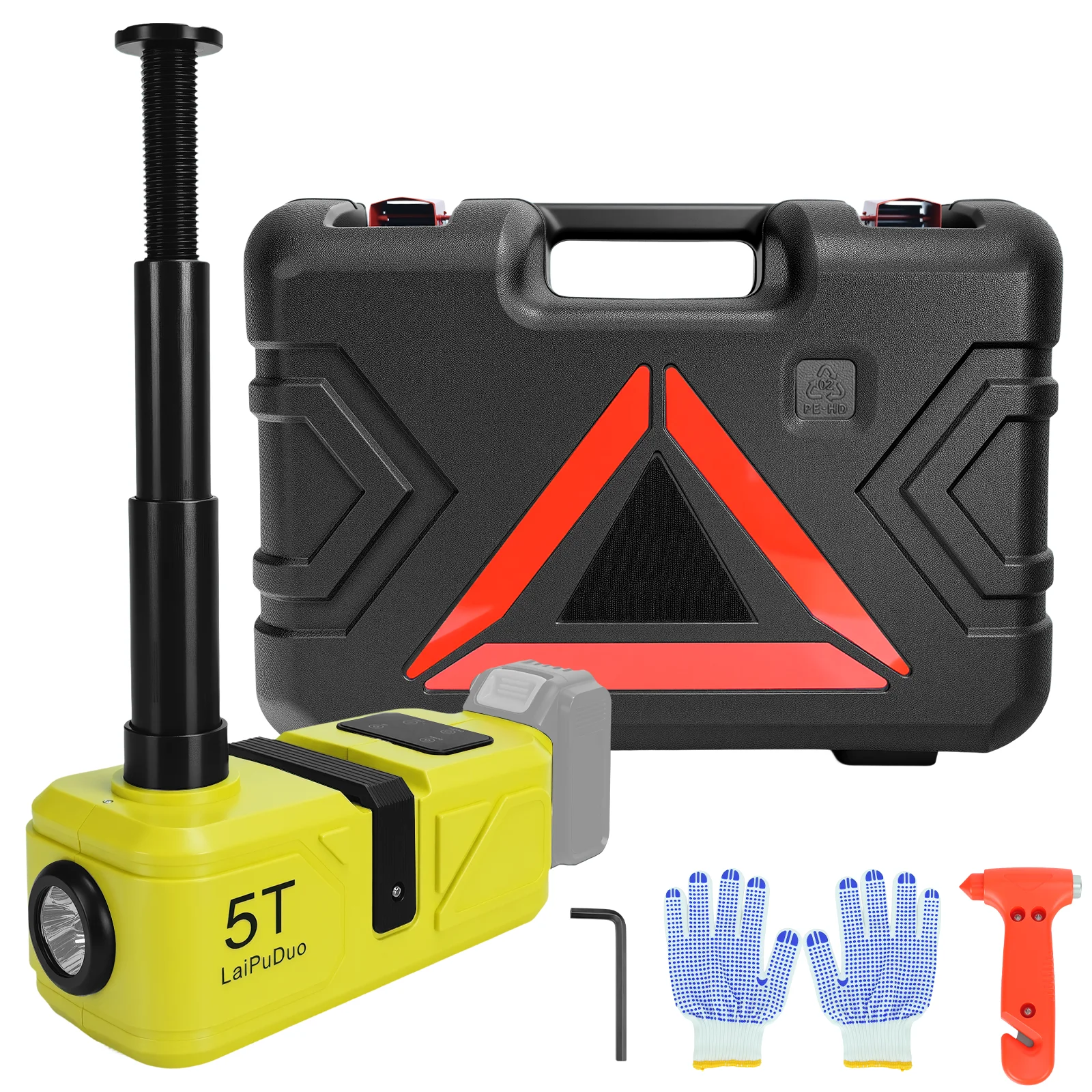 5T Electric Car Jack Hydraulic Jack Portable Emergency Tire Change Tool with Remote Control & LED Light for Dewalt 20V Battery