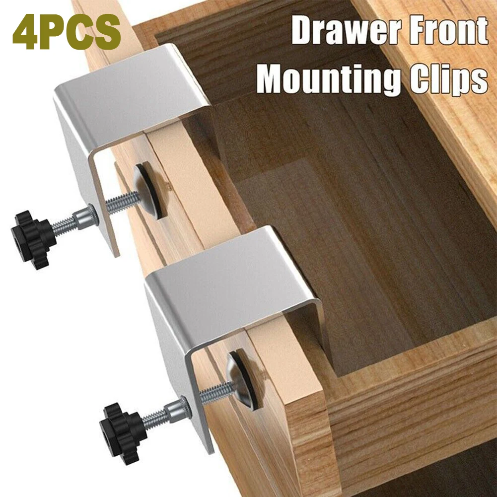 

4Pcs Woodworking Jig Cabinet Tool Home Furniture Accessories Steel Drawer Front Installation Clamps Drawer Panel Clips Tools