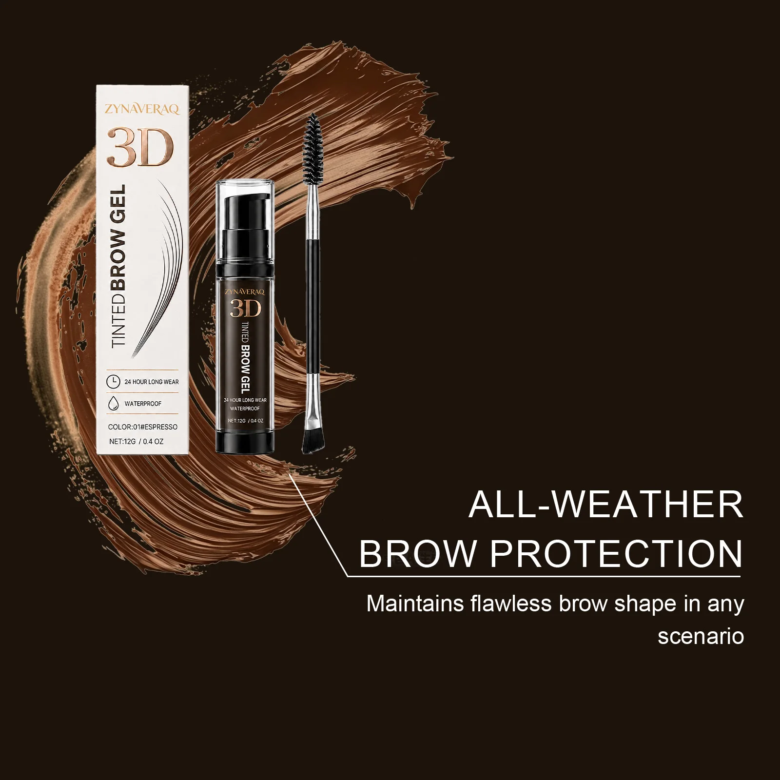 3D Tinted Brow Gel Rapid Drying Formula Sets Instantly Prevents Smudging Optimizes Color Uniformity Beginner Friendly Long Lasting Waterproof Sweat Resistant Eyebrow Makeup