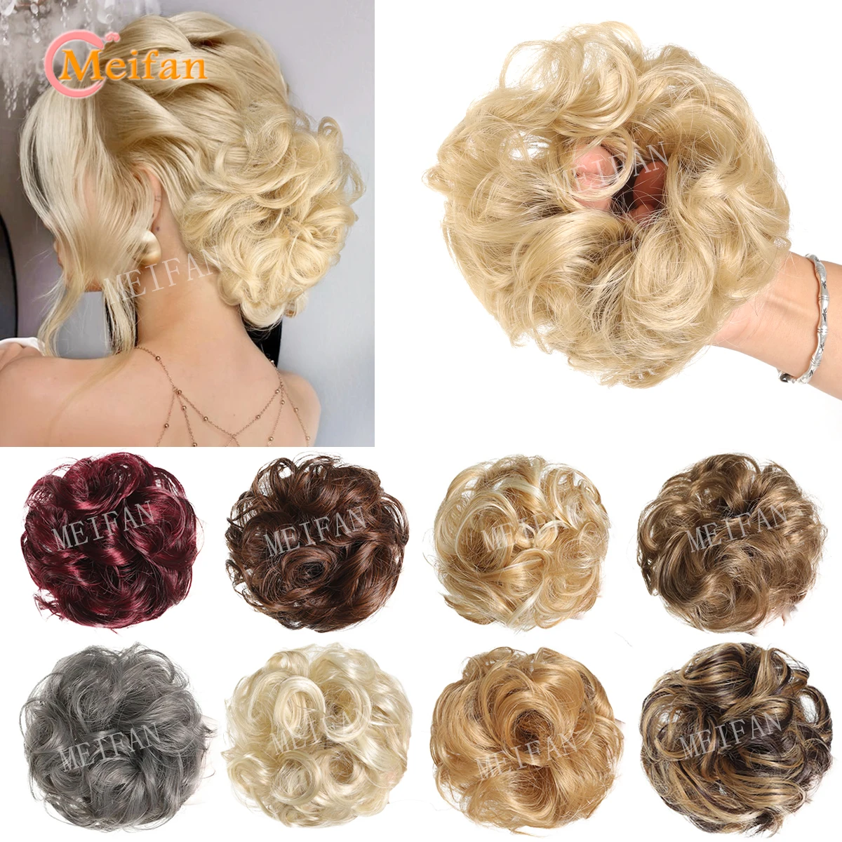 

Synthetic Hair Bun Messy Curly Chignon Elastic Hair Scrunchies Extensions Hairpieces Donut Wrap Updo Hair Pieces Women Daily Use