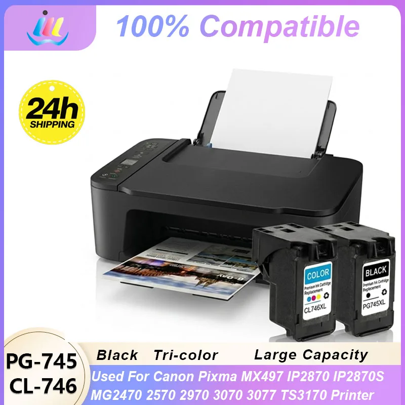Ink Cartridge PG745 CL746 745XL 746XL Compatible for Canon Pixma MG2470 MG2570 MG2970 IP2870 IP2872 Printers High Yield Compatib