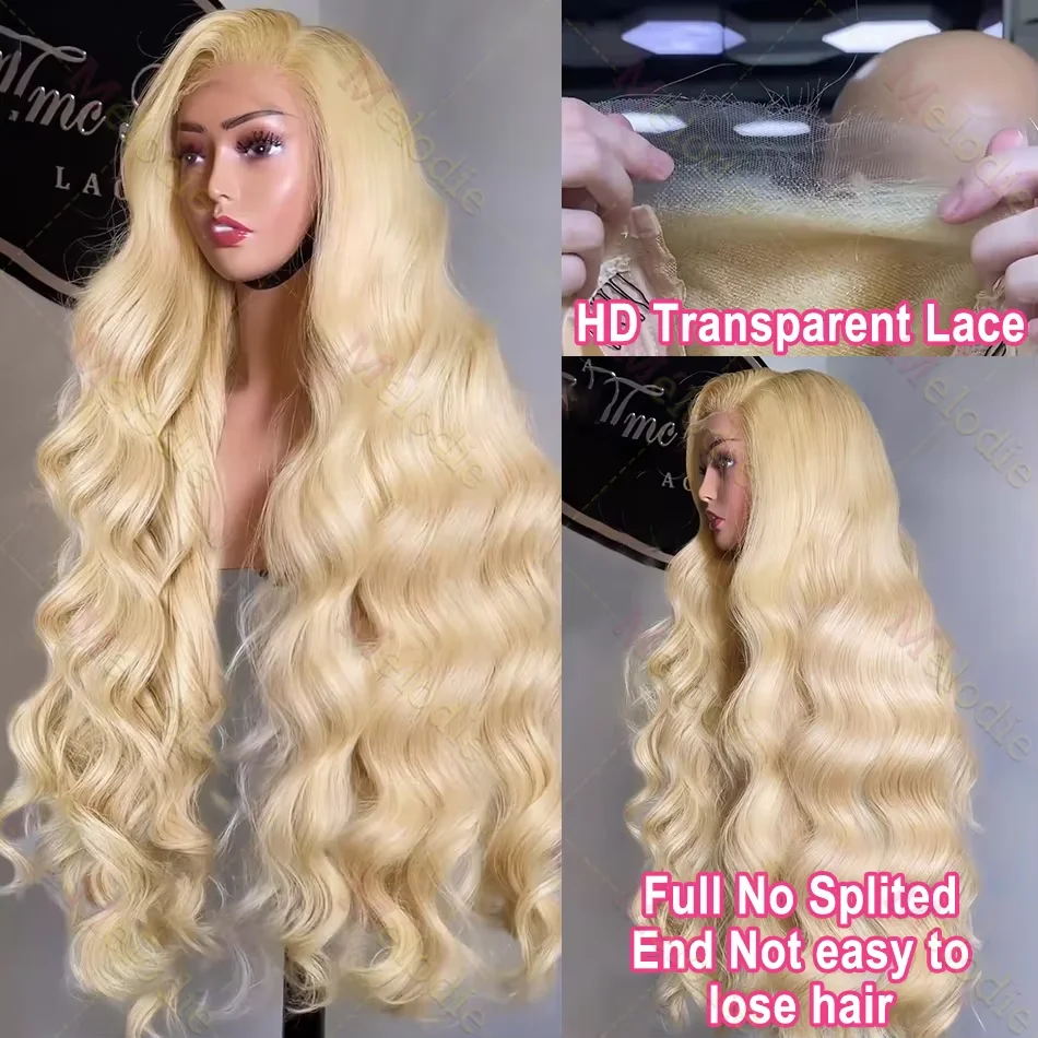 613 13x4 الدانتيل شعر مستعار أمامي شعر الإنسان 28 بوصة شعر مستعار أشقر شعر الإنسان 200% الكثافة الجسم موجة HD شقراء الدانتيل الباروكة الأمامية قبل قطعها 6